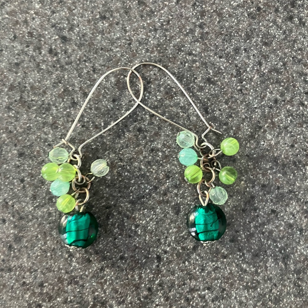 Elegant Green Dangle Earrings